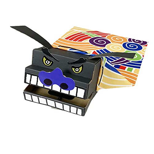 獅子舞 おもちゃ ダンボール 正月飾り ぱかぱかアニマル 黒ししまい 油単付(カラフル)