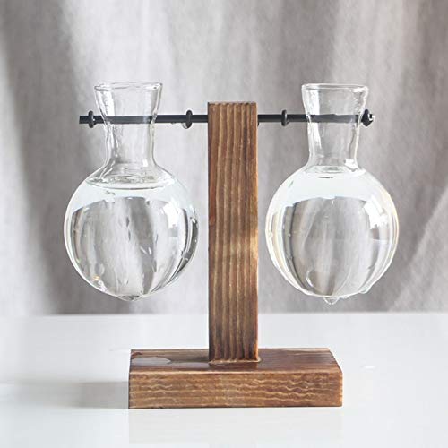 Design nordique vase créatif en bois et verre transparent