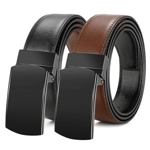 JASGOOD Leather Belt Reversible Belt for Men Jeans Suits with Rotate Buckle 1.25’’Wide Leather Casual Belt for Present