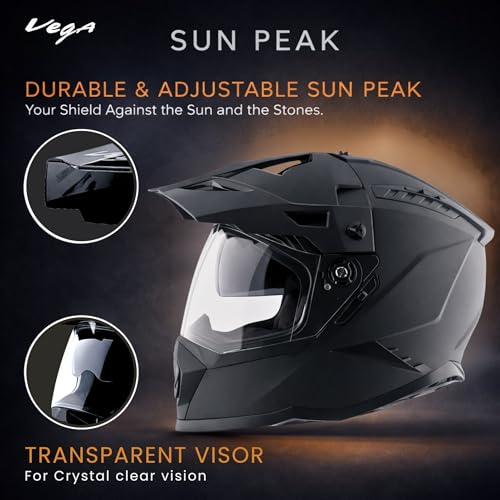 Image of Vega VF 11 Dirt-X Solid Full Face Riding Helmet with Matte Shock Absorbing Shell, Aerodynamic Design, Ventilated Interior, Comfortable Fit, Durable Riding Helmet - Dull Black -XL