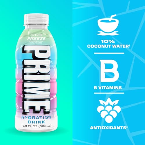 PRIME Hydration FUTURE FREEZE, Sports Drinks with Coconut Water, Electrolyte Enhanced to Replenish Fluids, Zero Added Sugar, B Vitamins, Antioxidants, Made with Natural Flavors, 16.9 Fl Oz 12 Pack
