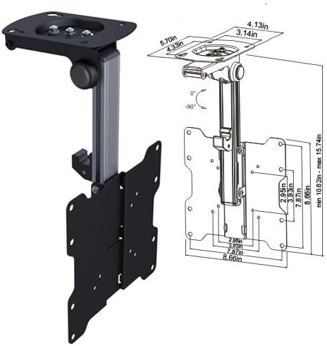 Cmple - Ceiling Cabinet TV Mount for 17-37" LED,LCD, Plasma TVs with Swiveling and Folding Mechanism - Black/Silver