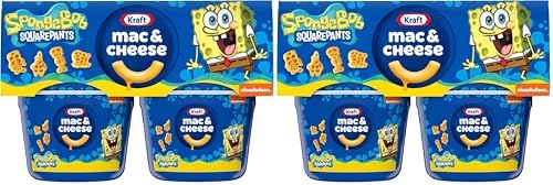 Kraft Mac & Cheese Cups Macaroni and Cheese Microwavable Dinner SpongeBob SquarePants, 4 ct Pack, 1.9 oz Cups (Pack of 2)