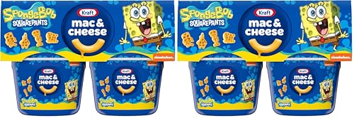 Kraft Mac & Cheese Cups Macaroni and Cheese Microwavable Dinner SpongeBob SquarePants, 4 ct Pack, 1.9 oz Cups (Pack of 2)