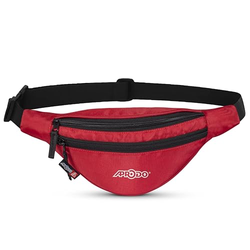 Image of Aprodo Chest & Waist Bag for Men and Women, Hands-Free Fanny Pack Bumbag with 3 Zippered Pockets, Easy Carry Phone Wallet & Cards Beltbag for Sports, Travel, Jogging, Cycling and Workout (Red)