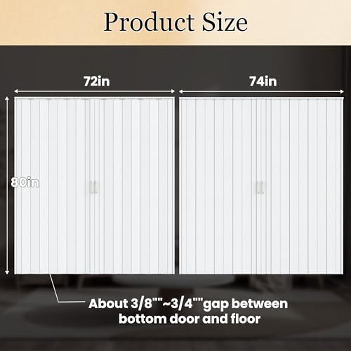 Image of SmartStandard 72x80in Double Accordion Doors Interior, Double Walled, White
