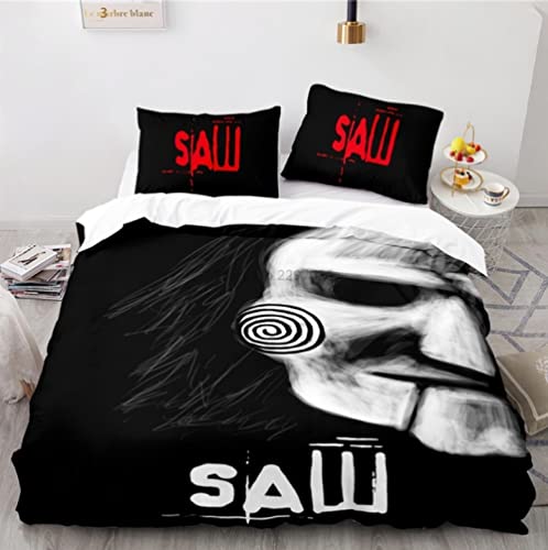 Juego De Ropa De Cama 3D De Sierra De Película De Terror Juegos De Fundas De Edredón con Fundas De Almohada Textiles para El Hogar Tamaño Doble Queen King para Decoración De Dormitorio 135 * 200cm