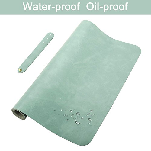 Zoohoo Oversized 31.5"X15.7" Artificial Leather Desk Pad - Non-Slip Smooth Mouse Pad Writing Desk Mate Protective Mat For Office, Home, School,Gaming, Working (Mint Green) #TOP2