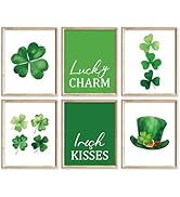 FYSUIMU 6Pcs St. Patrick' s Day Wall Art Prints Wall Decor Watercolor Shamrock Lucky Clover Hat A...