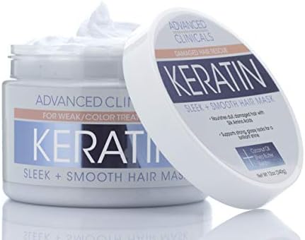 Advanced Clinicals Keratin Hair Mask Treatment For Color Treated Hair, Detoxifying Keratin Conditioner To Strengthen Broken, Color-Treated Hair, Fortifying Hair Repair Mask W/Shea Butter, 12 Fl Oz