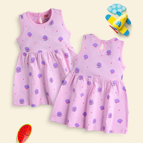 Image of LuvLap Baby Girl 100% Cotton Sleevless Girls Frock Pack of 3
