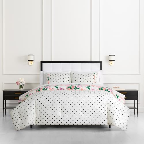 Image of kate spade new york Bold Blossoms King Comforter Set, 300 Thread Count Cotton Reversible Cover, All Season 3 Piece Bedding, Machine Washable, Floral Multicolor