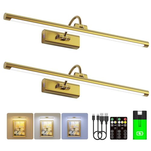 Craftersmark 24" Brass Picture Art Light with 1pcs Extra 8000mAh