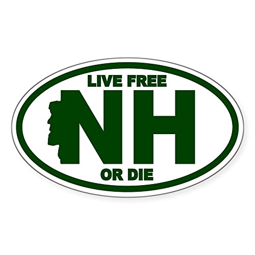 CafePress Green New Hampshire Live Free Or Die Sticker (Oval Oval Bumper Sticker, Euro Oval Car Decal