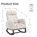 Akrenar Modern Rocking Chair, Upholstered Nursery Glider Rocker Chair for Baby, Comfy Armchair with Side Pocket, Living Room Lounge Arm Chair, High Backrest with Headrest Shape Design(Light Beige)