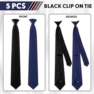Haysandy Clip on Ties for Men Solid Color Men's 20 Inch Pretied Uniform Solid Color Clip on Tie Costume