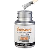 80ml Acrylic Paint Metallic Silver with 1 Brushes,Silver Leaf Paint for Art, Painting, Hand-crafts, Non-Toxic, Non-Fading Silver Paint Ideal for Canvas, Wood, Fabric, Ceramic, Stone Craft Supplies(Silver-80ml)