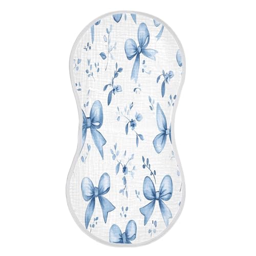 Bows and Flowers Burp Cloths Cotton Baby Washcloths,Large 22x11in Burping Cloth Absorbent and Soft for Newborn Baby Boys and Girls,1 Pack
