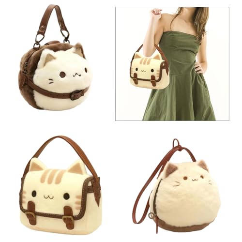 [PANGBOER] Elegant Cat Shape Soft Lined Plush Shoulder Bag, Animal Top Handle Bag for Pet Lovers and Trendy Women2