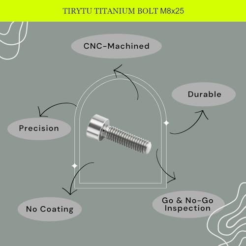 Image of M8x25 Titanium Bolts Socket Head Cap Screw, Natural Color, 4PC | Lightweight Design, Ideal for Humid /Salty Environments, Socket Head Hex Key No Washer, Car /Motorcycle Bolts