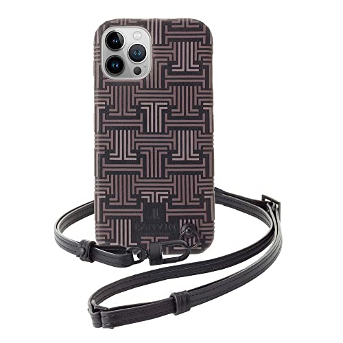 LANVIN COLLECTION SHELL CASE SIGNATURE WITH NECK STRAP スマホケース iPhone13Pro 用[ Black ]
