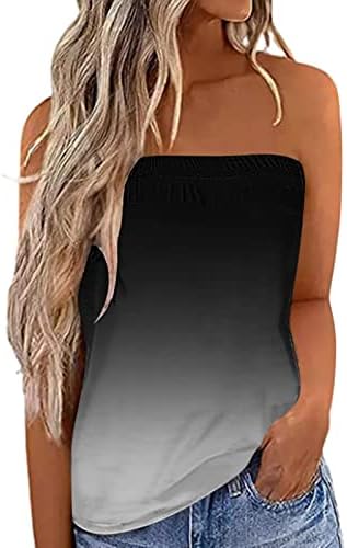 GuGsi Tube Top for Women Ombre Sleeveless Tunic Tops Strapless Bandeau Open Back Summer Shirts Casual Slim Fitted Blouse(Black,XL)slimming tank tops for women boho tops sexy tops for women plus size floral blouses for women tops for women sexy women summer clothes summer clothes for women 2022 womens vests fashion casual dressy blouses for women pink tank top beach shirt women clothing fashion 2022 blue shirt blouses for women casual sexy clothes