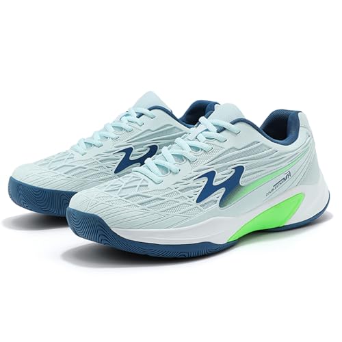 TeeKeeDxl Men's Pickleball Shoes, Tennis & Racquetball Sneakers - All-Court Athletic Shoes with Arch Support & Wide Toe Box (Moonlight White,8)