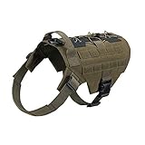 El arnés de la bolsa de sillín las correas delanteras pueden ajustar el cuello del perro y correas ajustables para el vientre con hebilla de liberación rápida UTX; el sistema Molle en la parte posterior puede añadir bolsa y pegar los parches del perro.