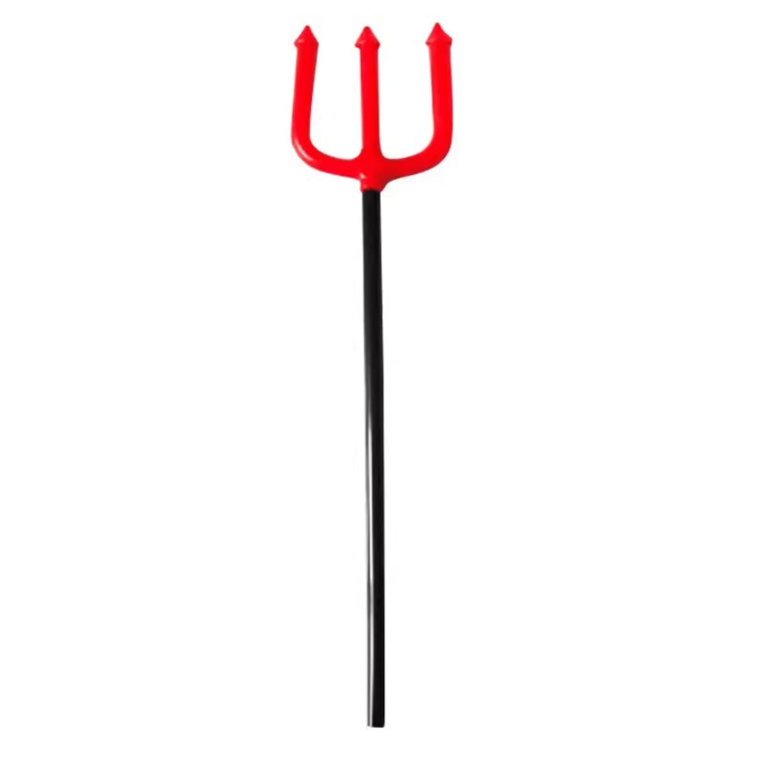 Dzrige Plastic Pitchfork Toys Red Pitchfork Black Rods Devil Pitchfork Halloween Cosplay Costume Accessories Weapon Pitchfork Props, 43 Inch