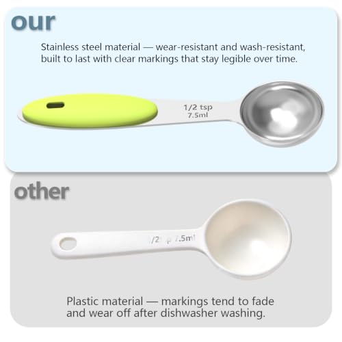Stainless Steel Measuring Cups and Spoons Set with Silicone Handle – Nesting Design for Space-Saving, Heavy Duty & Dishwasher Safe for Dry/Liquid Ingredients, Cooking & Baking (10, Black) - image 4