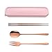 Przenośne sztućce pałeczki łyżka widelec z etui zestaw różowe złoto etui dla dorosłych i dzieci