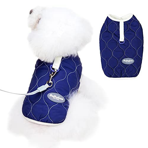 Mitili Fleece Lining Thermal Jacket For Small And Medium Dogs, Dog Winter Cold Weather Coats With Snap Button, Dog Windproof Vest Coat Clothes With Harness Ring For Large Cats (Medium, Navy Blue) #TOP5