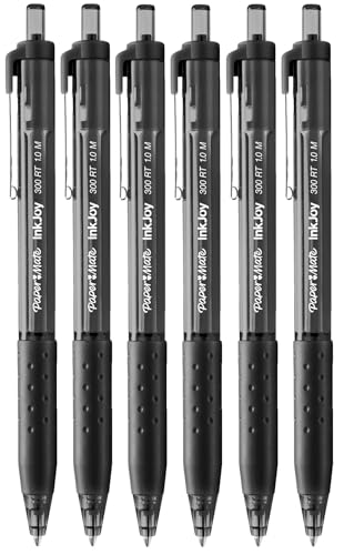Paper Mate InkJoy 300RT - Bolígrafos retráctiles, punta media, tinta negra, paquete de 6