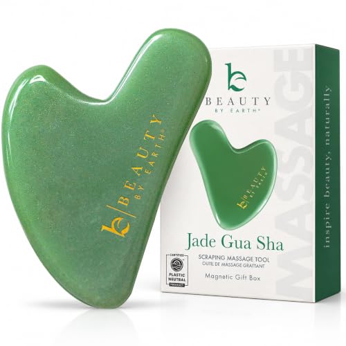 Jade Gua Sha Facial Tools - Depuffer & Massager Tool for Lymphati...