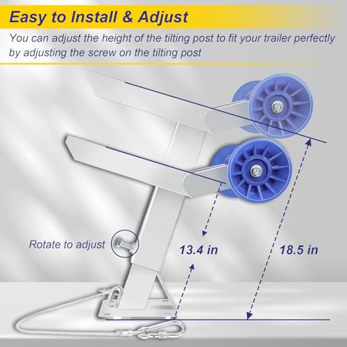 DNShorix Boat Trailer Winch Post with Roller, Fits 3"" W x 4"" H Trailer Drawbar, Boat Trailer Winch Stand, Adjustment Height Boat Winch Mount, silver