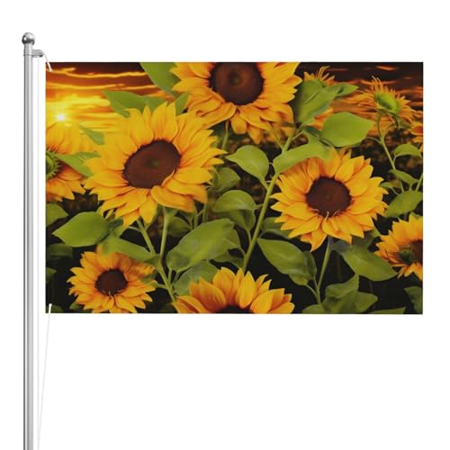Drapeau d'extérieur robuste avec motif tournesol et œillets en laiton