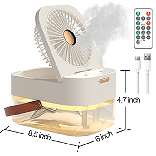 Adptoyu 3-In-1 Humidifers,Portable Mini Humidifier With Night Light And Fan, Small Desk Humidifier With Remote Control, Usb Personal Timing Setting Humidifier For Bedroom/Office/Travel, 2.5L, White #TOP7
