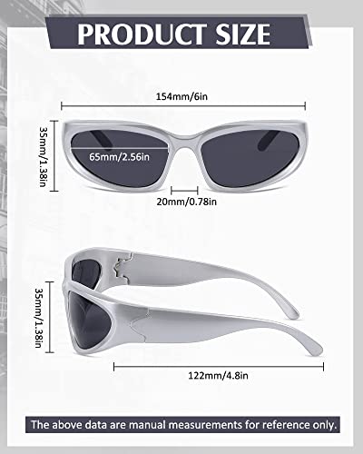 10 Pairs Y2K Wrap Around Sunglasses Multicolor Black Blue Silver Oval Shaped Sport Sunglasses Eyewear for Women Men 10 Colors2