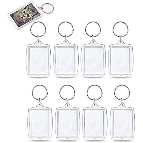 KINDPMA 25pcs Photo Keyrings Blank Personalised Keyring Photo Plastic Picture Keyrings Double Sided Blank Keyrings for Photos Family Lover Pets Friends Souvenir DIY Gift Craft Cover