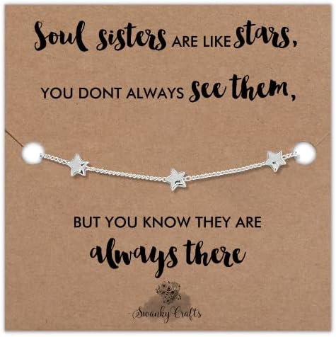 Best Friend Bracelet - Friend Gifts For Women, Good Friends Are Like Stars Gifts, Best Friend Birthday Gifts For Friend Female - Golden Star Bracelet With Birthday Card (Best Friends)
