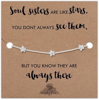 Best Friend Bracelet - Friend Gifts For Women, Good Friends Are Like Stars Gifts, Best Friend Birthday Gifts For Friend Female - Golden Star Bracelet With Birthday Card (Best Friends)