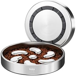 Feedoo Slow Feeder Dog Bowl-3Cups for Large Breeds, Double Wall Food-Grade Stainless Steel, Heavy Duty with Non-Slip Rubber Base, Puzzle Maze Bowl to Slow Down Eating