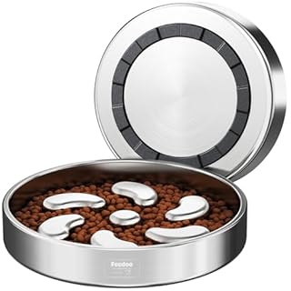 Feedoo Slow Feeder Dog Bowl-3Cups for Large Breeds, Double Wall Food-Grade Stainless Steel, Heavy Duty with Non-Slip Rubber Base, Puzzle Maze Bowl to Slow Down Eating