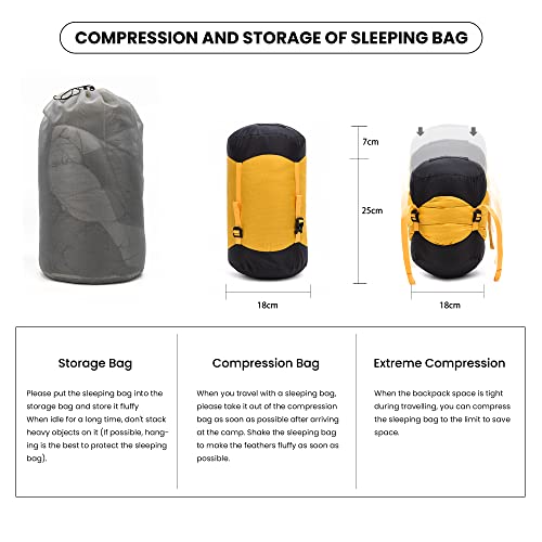 Foto von MOUNTAINTOP Mumienschlafsack Daunenschlafsack Ultraleicht Schlafsack Winter Kleines Packmaß für Outdoor Camping Reise Zelten oder Indoor