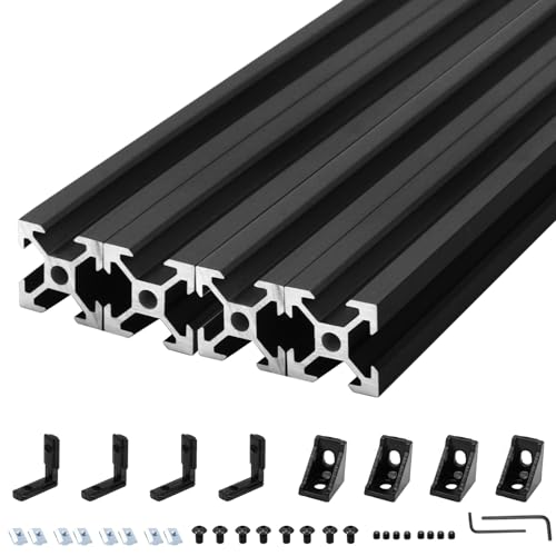 Profilé aluminium 2020 noir 350mm pour imprimante 3D et châssis CNC (Lot de 4)