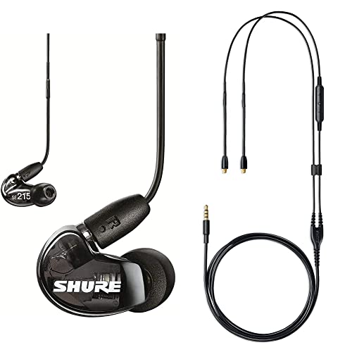 Shure Aonic 215 Wired Sound Isolating Earbuds, Clear Sound, Black & Rmce-Uni Universal Communication Cable For Detachable Se Sound Isolating Earphones #TOP30