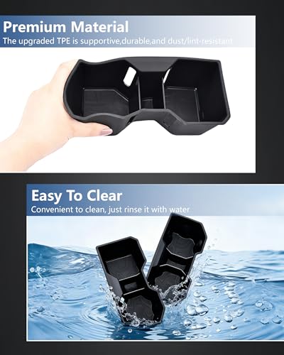 Image of Cup Holder Inserts for Toyota Tacoma 2024 2025 2026 Accessories, Non-Slip TPE Center Console Front & Rear Cup Holder Protector Organizer for Tacoma Interior Accessories