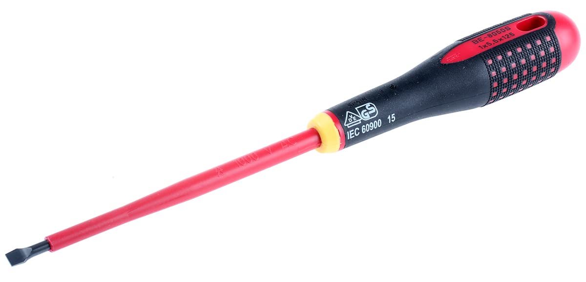 Bahco Flat Standard Screwdriver 1 x 5.5 mm Tip, VDE 1000V Approved