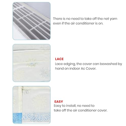 Image of Combo Cotton Net Split AC Cover Indoor Unit for 1.5Ton Capacity AC, Premium Work Indoor AC Dust Protection Cover Designer Summer Ac Cover for 1.5Ton Ac (38 X 15.35 X 7.8 inch, Blue & Purple)
