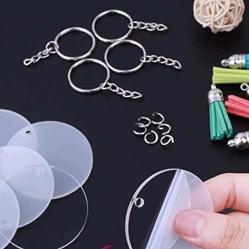 Image of Anistuff Clear Round Acrylic Keychain Blanks - 3mm Transparent Circle Discs for Crafting and Vinyl